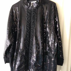 Black square sequin polyester top.